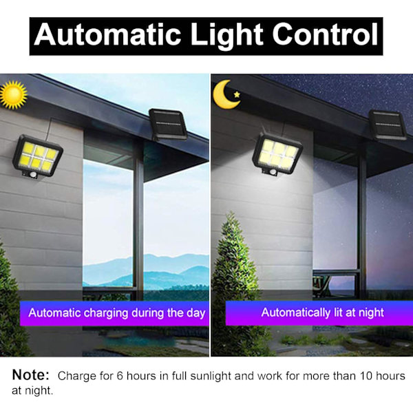 Kraftfull utomhus solcellslampa med rörelsesensor 120 LED vattentät