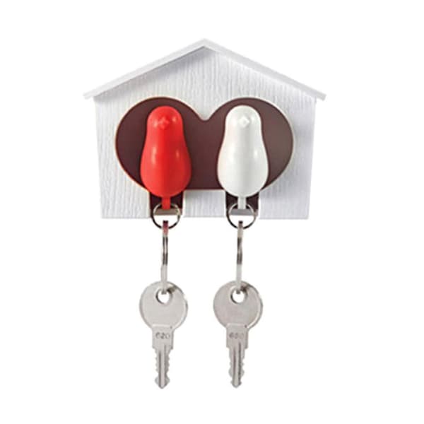 Merryso 2 Pcs. Bird Keychain + 1 Pc. Sparrow House Home Wall Mounted Keychain Holder Decor