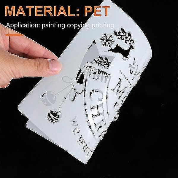 12 stk. Jule-tema Plast Malte Sjablonger Delikate Mønstre Tegnemaler-FS-