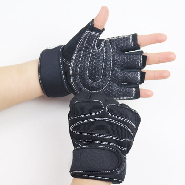 Gym Handsker Fitness Vægtløftningshandsker Body Building Træning Sort Black XL