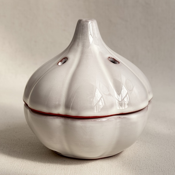 Ceramic Garlic Keeper with Ventilation Holes, Durable Garlic Storage Container-FS-