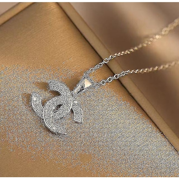 Cc-hänge med halsband Högkvalitativt temperament-hänge med halsband Enkelt och mångsidigt-FS5- Silver