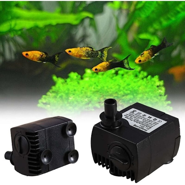Nedsänkbar vattenpump 300L/h, 5W, ultraljudsstyst för fontän, akvarium, damm (EU-kontakt)