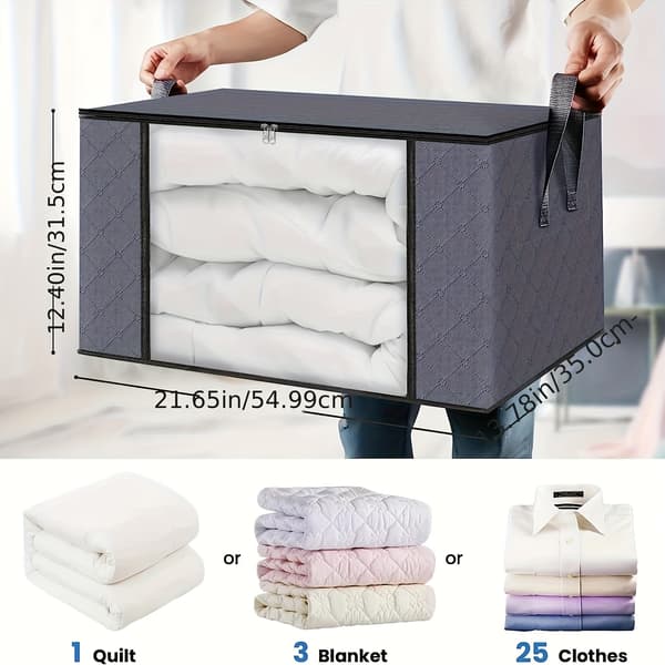 3-pak sammenfoldelige stofopbevaringsbokse med vippelåg og håndtag i non-woven 3-pack 3-pack