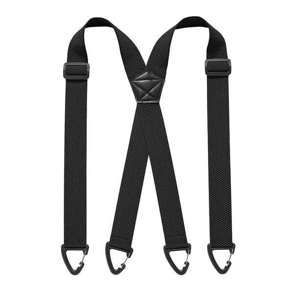 Selar for menn X-form - 3,8 cm bred elastisk stropp med 4 karabinkroker - Justerbare sklisikre seler for arbeidsbukser deep grey