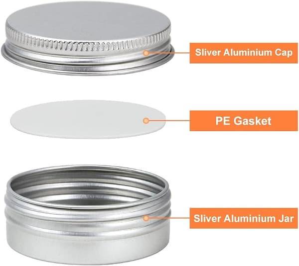 30 st. 30 ml aluminiumburk med lock, kosmetikburkar, runda behållare S