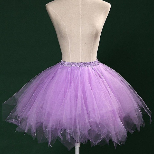 Kvinners Mesh Tulle Skjørt Prinsesse Elastisk Skjørt Voksen Kort Tutu Danseskjørt Lilla XXL
