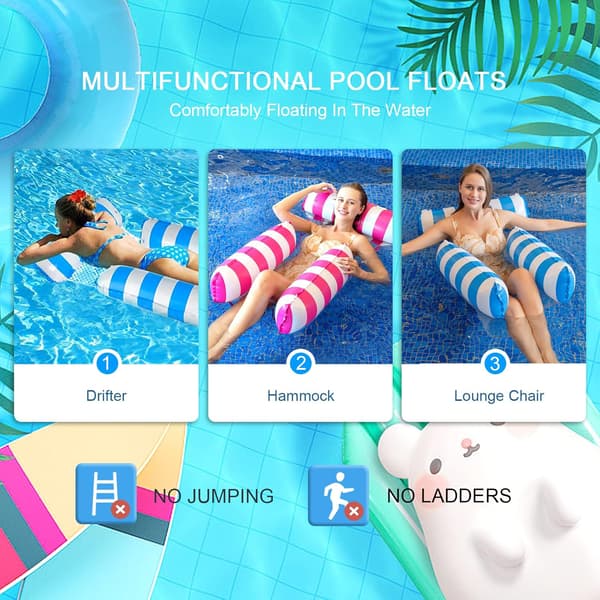Inflatable Pool Float Pool Accessories Inflatable Pool Hammock Floating Pool Chair Inflatable Pool Lounger for Adults Travel 2-pack