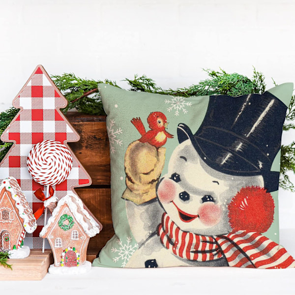 Jul Kuddfodral Jultomte Snögubbe Örngott God Jul Låt Det Snöa Kuddfodral, 45 x 45 cm, 4-pack