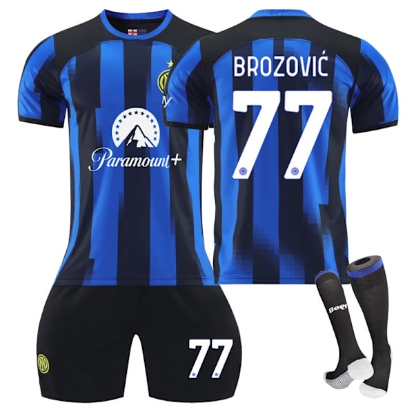 23-24 Inter Milan Hemma Nr 90 Lukaku Tröja 10 Lautaro Nr 14 Pulisic Fotbollsdräkt NO.77 BROZOVIC NO.77 BROZOVIC 26