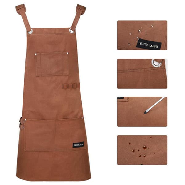 Welding Apron with 6 Pockets, Flame Retardant Heat Resistant Leather Work Apron, Carpenter Apron for Men for Blacksmith, Mechanic