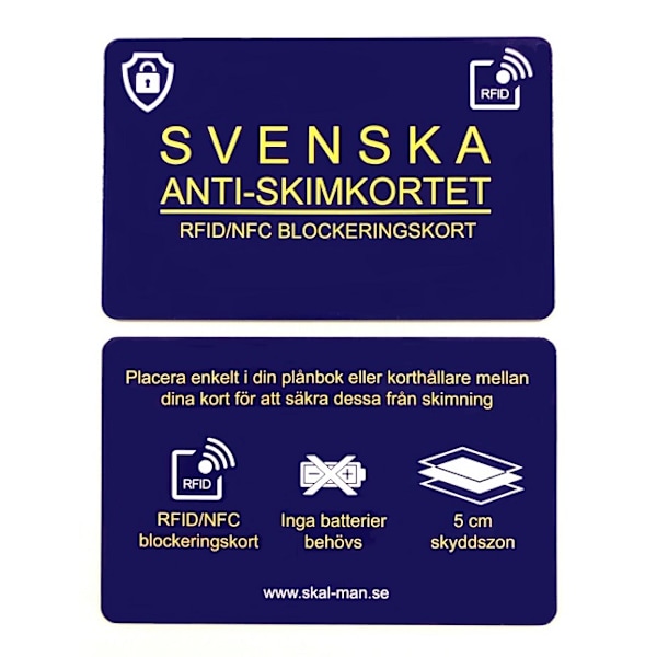 Svenskt RFID-blokkerende kort for bank- og kredittkort