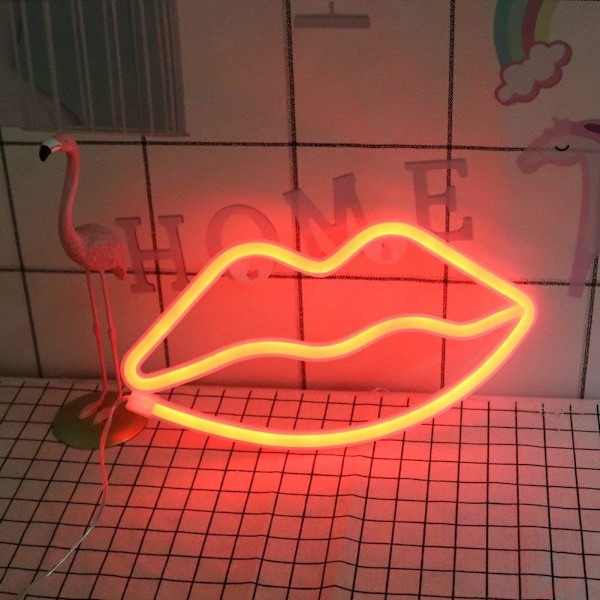 Læbeformede Neonskilte LED Romantisk Kunst Dekorativ Neonbelysning