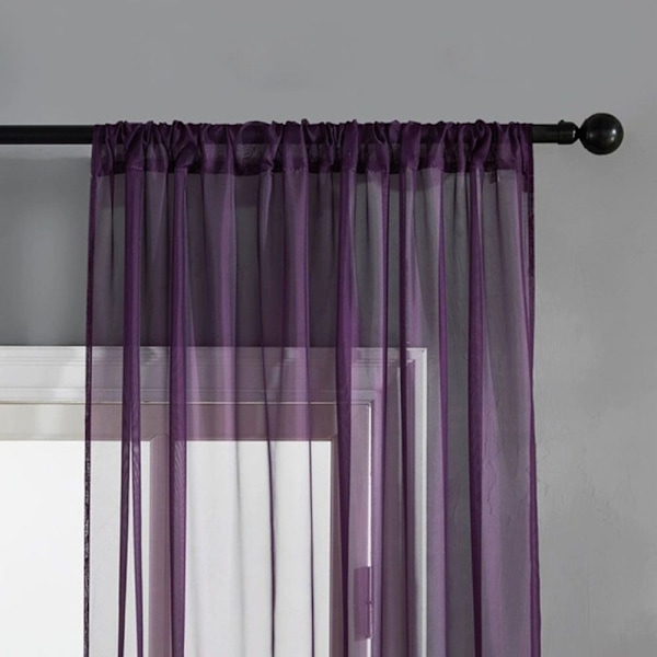 Skira Voile Gardiner Fönster Tyll Draperi LILA - hög kvalitet purple