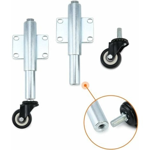 2 stk. rullende hjul med fjeder, hjul til tunge porte -X42-