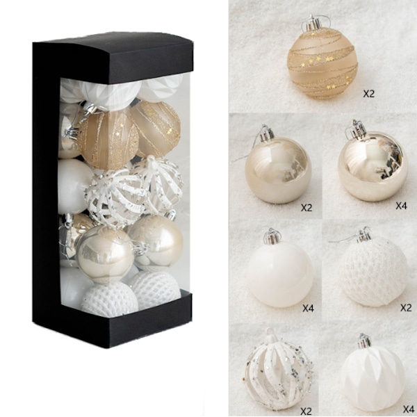 Samppanjanväriset joulupallot, joulukuusenkoristeet - FS1- 20pcs 6cm