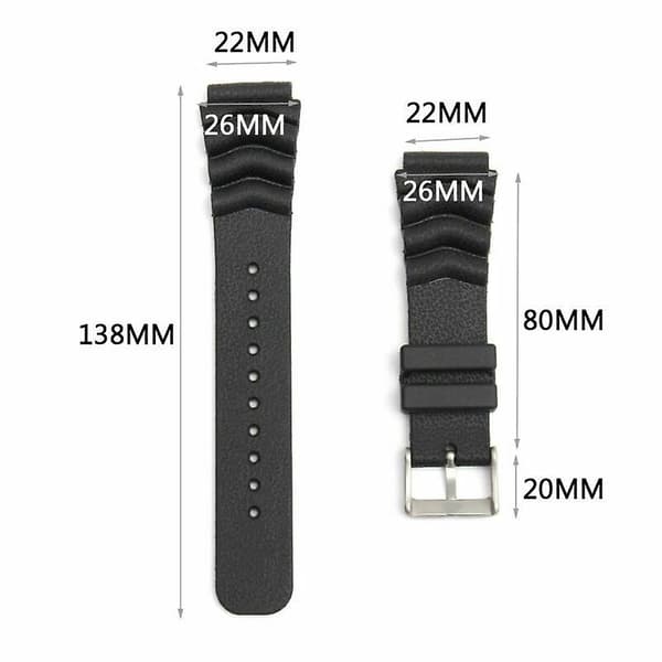 22MM Sort Gummi Urrem/Rem Erstatning Til SEIKO DIVER'S Ur