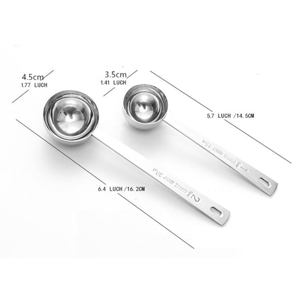 2 stk rustfrie kaffeskeer - 15 ml + 30 ml