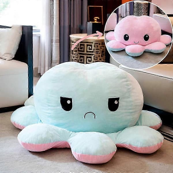 NY Reversible Octopus Plush Toy, Large Plush Octopus Pillow Toys Blue Blue