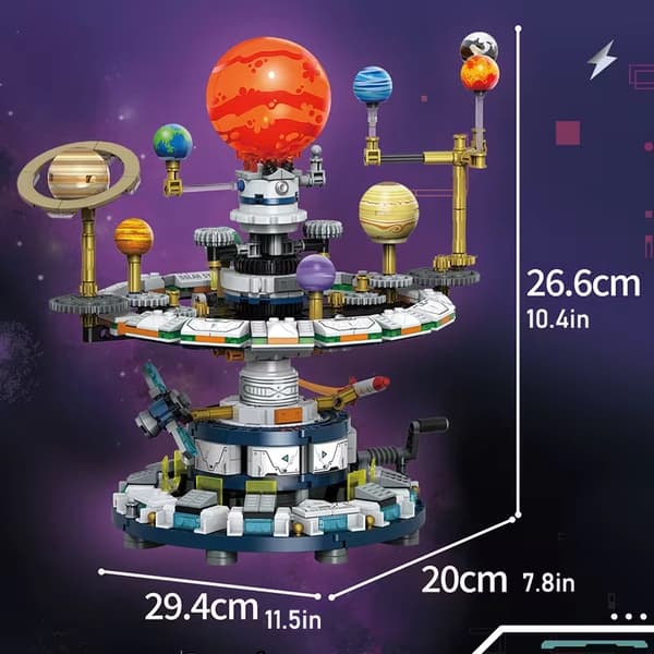 STEM Byggklossar för solsystemet med mekanisk växelplanetariummodell för barn Solar System Bl