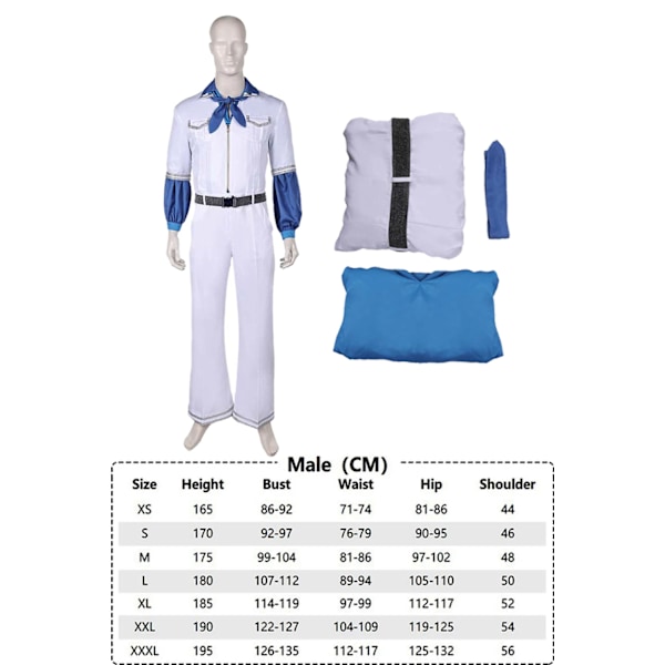 ABBA Kostym Cosplay Maskerad ABBA Tjej Anni Agnetha Benny Bjorn Cosplay 70-tal Dam Herr Vintage Skjorta Halloween Karneval Dräkt L L Benny