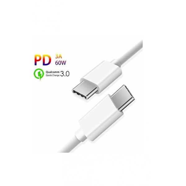 SiGN Hurtig USB-C til USB-C kabel 60W, 3A, 1m PD - Hvid
