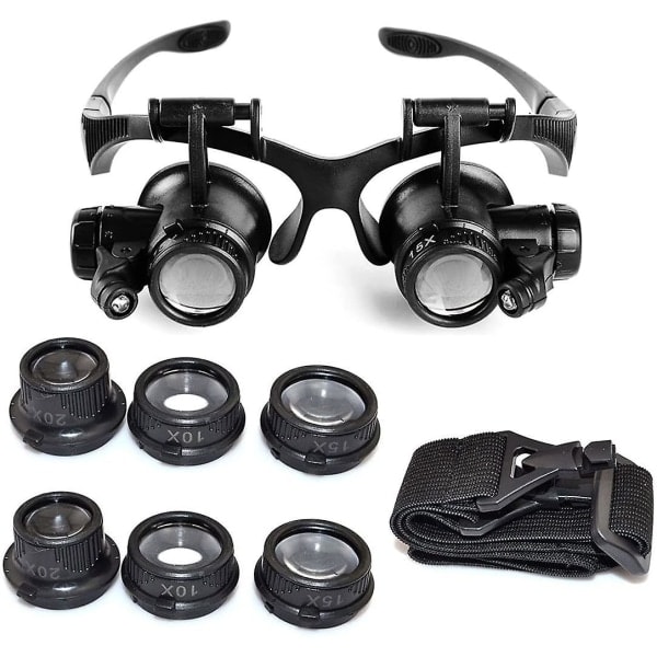 10x 15x 20x 25x Forstørrelsesglas med Justerbar LED-lampe til Juvelerer Urmagere - WELLNGS