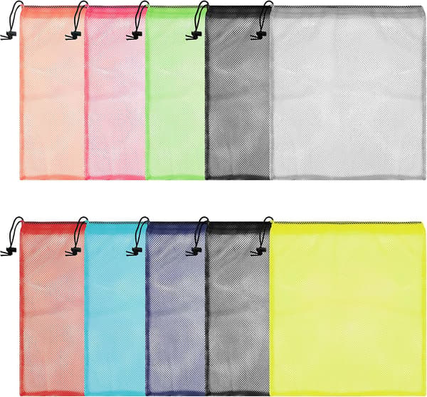 Laundry Mesh Bags 10 Pcs Multicolor Travel Wash Bags and Drawstring Laundry Bags Set