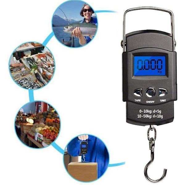 Fishing Scale Digital Scale Electronic Hanging LCD Display Outdoor Hook Portable AAA Backlit Battery-FS-