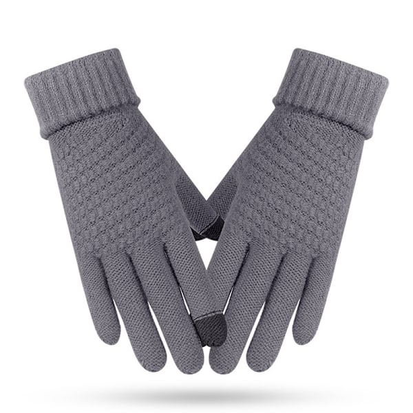 Vinter Touch Handskar Dam Herr Varma Stretch Stickade Vantar Imitation-FS1- Gray
