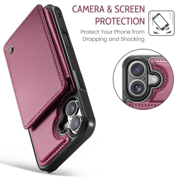 iPhone 17 -kuori korttipaikalla ja RFID-suojauksella Röd