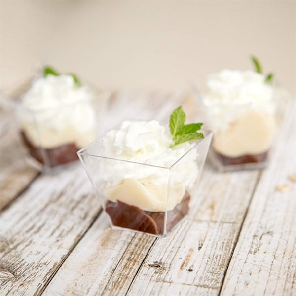 60ml~160ml Neliömäiset Jälkiruokakupit Mousse-kupit 110ml 12Pcs/Set