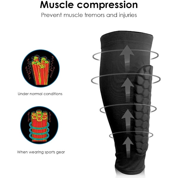 A Pair of Professional Calf Compression Sleeves Shin Guard Impact Fall Protection Black (L) black black l