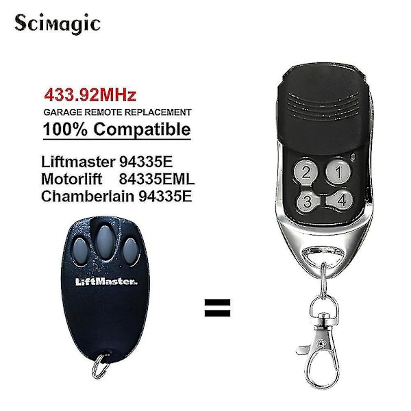 Chamberlain Liftmaster 94335e 84335eml D-66793 Fjärrkontroll 1a5639-7 Garageport Gate 433,92mhz Cm Style2