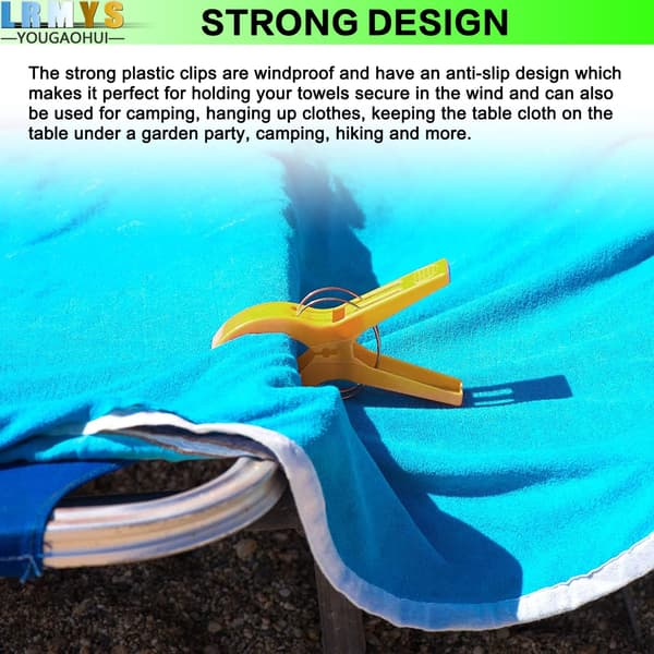 Large Set Plastic Hanging Clips, Large Beach Towel Clips for Sunbeds Deckchairs Pool Chairs Laundry Prevents (L)