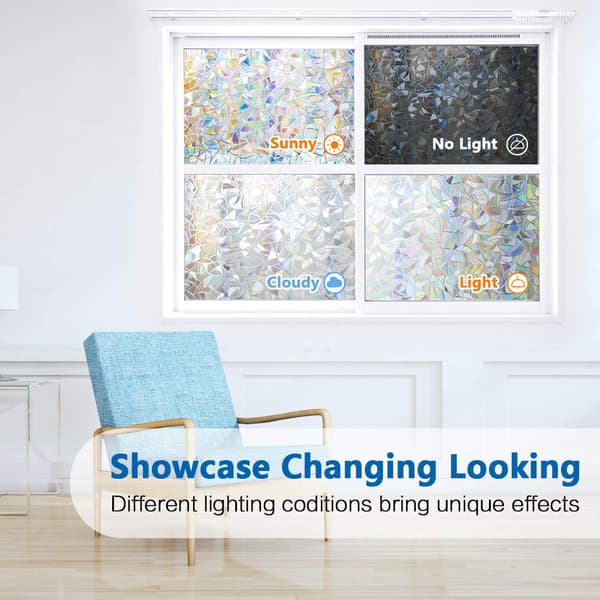 3D Rainbow Window Film Window Sticker for Privacy (30x200cm)-FS-