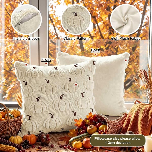 Pudebetræk sæt 2 stk. 45x45cm efterår, græskar pyntepude til Halloween Thanksgiving, indendørs udendørs have sofa stue efterårsindretning