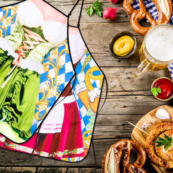2-pak Oktoberfest Dirndl - Forklædesæt, Damekostume - Inspirerede Forklæder til Festlige Anledninger, Tysk Tema til Køkken & Grill