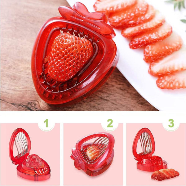 Strawberry Slicer, Strawberry Corer Remover, 2 stycken, används för jordgubbsskivor, Strawberry Remove Petiole