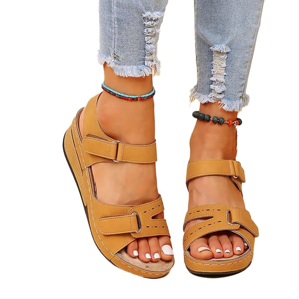 Women's Orthopedic Wedge Sandals Open Toe Ankle Strap, Brown 39 brown brown 39