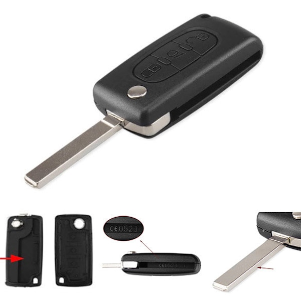 3-nappiset CE0523 autonavaihtoavaimen kuori VA2 Citroenille Musta