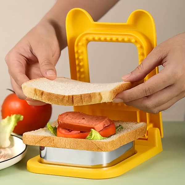 Sandwichmaker i rustfrit stål, firkantet forseglings- og skæreværktøj til brød Not provided Yellow