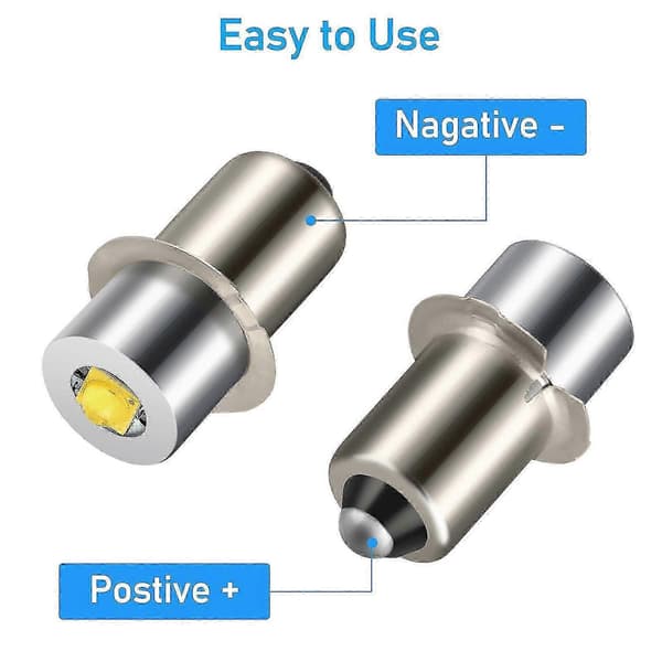 2 PCS P13.5S DC6V-24V LED Upgrade Bulbs White Maglite Cell Flashlight 6500K 3W-FS-