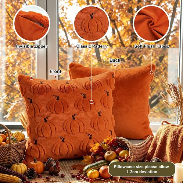 Pudebetræk sæt 2 stk. 45x45cm efterår, græskar pyntepude til Halloween Thanksgiving, indendørs udendørs have sofa stue efterårsindretning