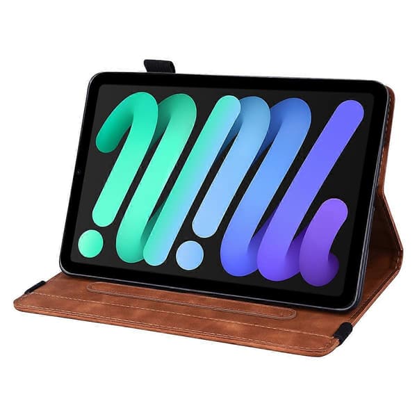 Blomstermønster Imprægnering Læder Tablet Stativ Cover med Kortplads til iPad mini (2024)/mini