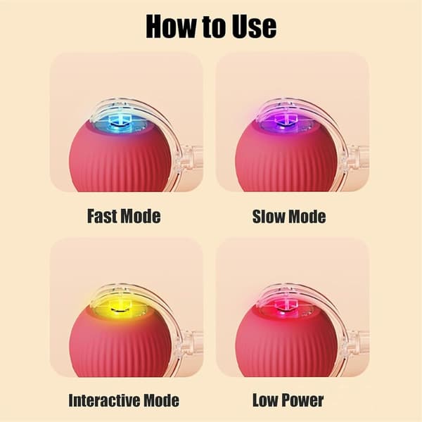 Rolling Ball, Dog Chew Ball, Interactive Smart Ball Toy for Dogs, Interactive Toy for Cats, 360° Smart Automatic Red