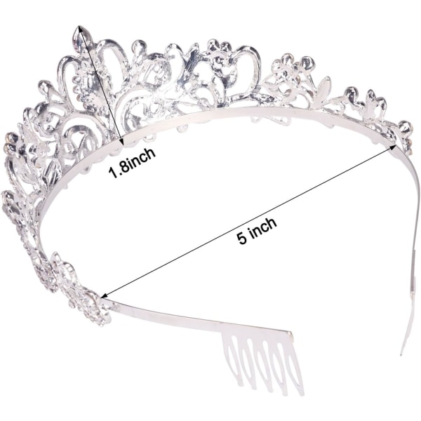 Sølvkrystal Tiara Krone Pannband Prinsesse Elegant Krone