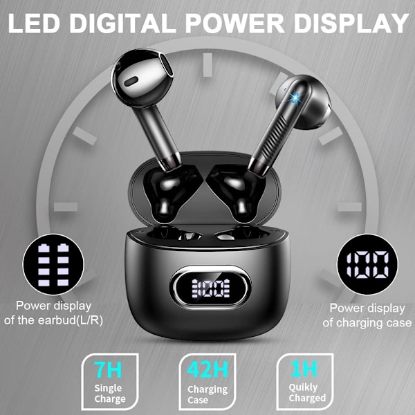 Bluetooth 5.3 In-Ear Hörlurar Trådlösa Bluetooth med LED-Indikator