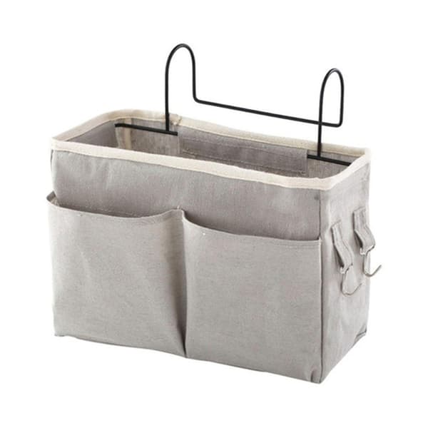 Caddie Hanging Organizer Bedside Storage Bag for Bunk Bed and Dorm Room Gray