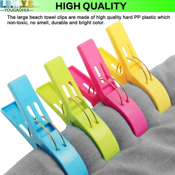 Large Set Plastic Hanging Clips, Large Beach Towel Clips for Sunbeds Deckchairs Pool Chairs Laundry Prevents (L)